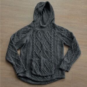 Snow peak Gray Cable Knit Hoodie Sweater
